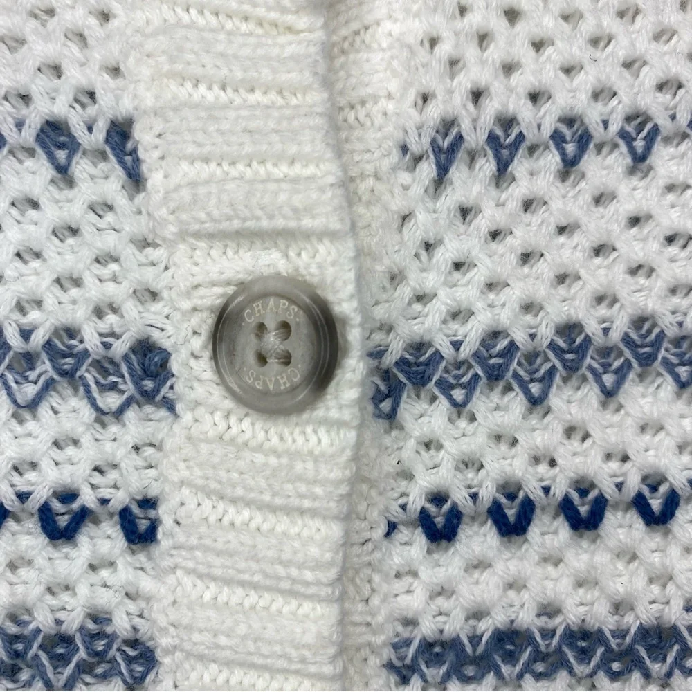 Chaps White Blue Stripes Long Sleeve Henley Pullover Sweater Women's Size XL - Picture 7 of 12